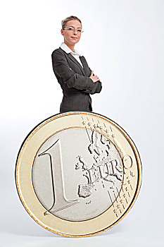 职业女性,大,欧元硬币