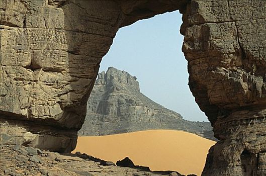 天然拱,高,站立,连通,三个,山谷,利比亚,撒哈拉沙漠