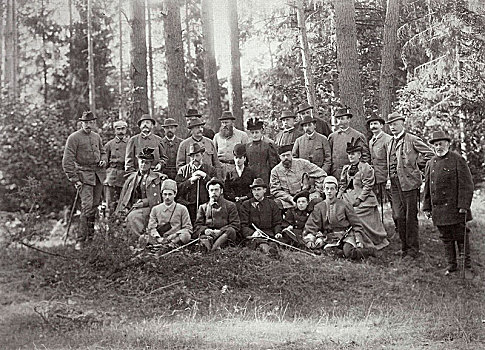 沙皇,家庭,朋友,猎捕,比亚沃韦扎森林,俄罗斯,1894年,艺术家,未知