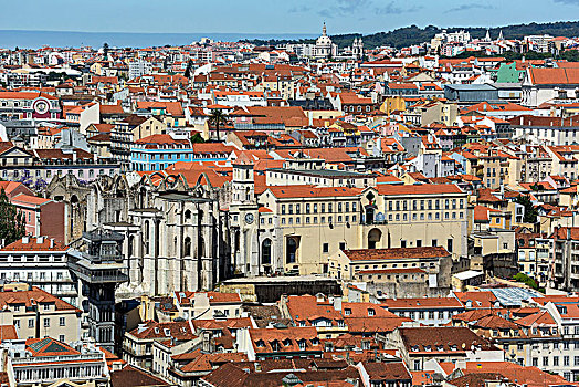 风景,电梯,葡萄牙,城堡,老城,里斯本,地区,欧洲