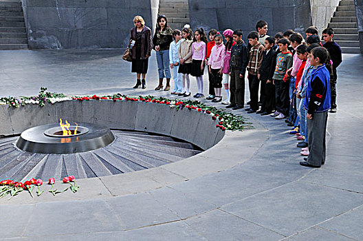 学童,亚美尼亚人,种族屠杀,纪念,永恒,埃里温,亚美尼亚,亚洲