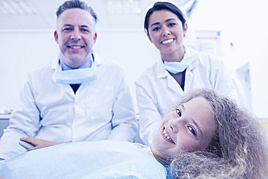微笑,儿科,牙医,医护人员,孩子,病人,牙科诊所