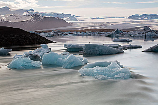 结冰,湖,冰河,东方,冰岛,欧洲