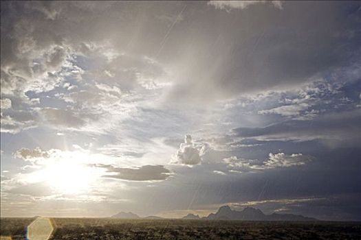 纳米比亚,达马拉兰,难以置信,亮光,风暴,天气,上方,山,日落,云,建筑,向上,巨大,天空