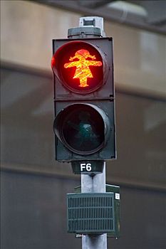 红色,行人,红绿灯,原东德,女人,德累斯顿,萨克森,德国,欧洲