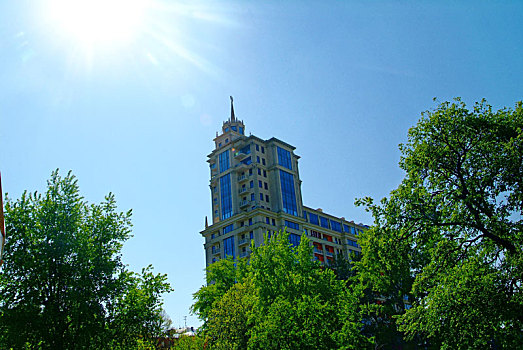 屋顶,现代建筑,蓝色背景,天空,背景,莫斯科