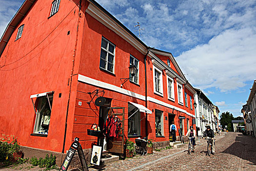 芬兰,南方,东方,中世纪,木屋,购物街