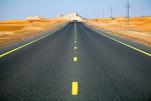 无限,道路,迪拜,沙漠
