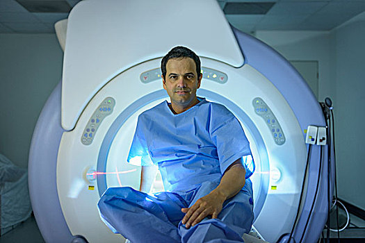 病人,坐,磁共振成像,核磁共振成像,扫描仪,头像