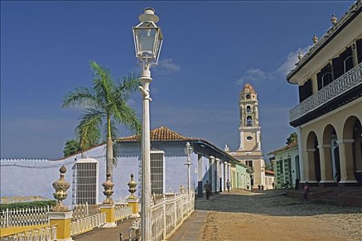 古巴,特立尼达,马约尔广场,人,街道,圣徒,寺院,背影