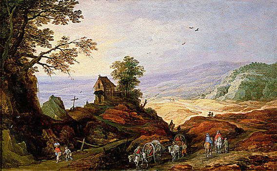 风景,小教堂,山,迟,16世纪,17世纪,艺术家,年轻