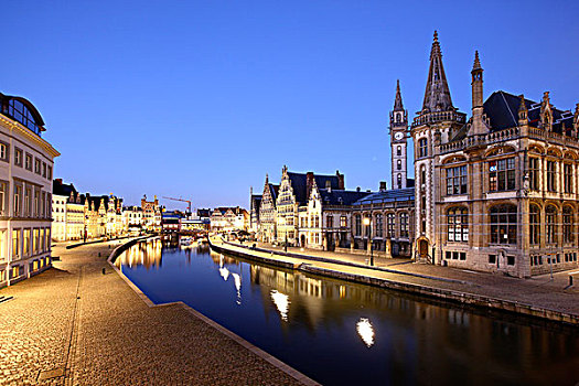 河,风景,历史,地区,柱子,办公室,右边,根特,东方,佛兰德斯,比利时,欧洲