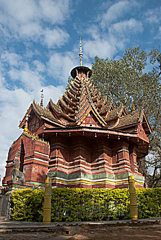 佛教,寺院,庙宇,八边形,亭子,靠近,景洪,西双版纳,地区,云南,共和国,东南亚,亚洲