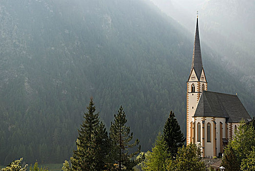 教堂,海里根布鲁特,山,国家公园,陶安,国家,公园,卡林西亚,奥地利