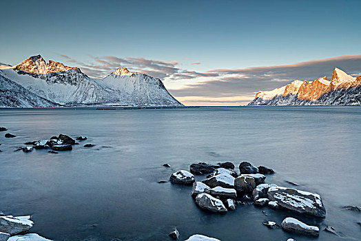 海边风景,黄昏,挪威,欧洲