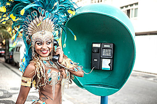 公用电话,伊帕内玛海滩,里约热内卢,巴西