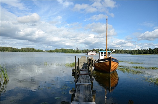船,靠近,特洛莱坦,瑞典