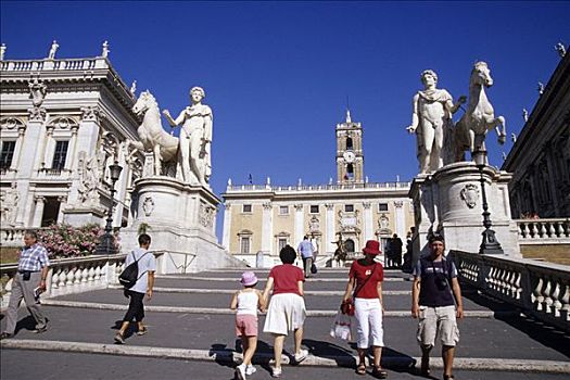 游客,广场,坎皮多利奥,楼梯,国会,宫殿,罗马,意大利,欧洲