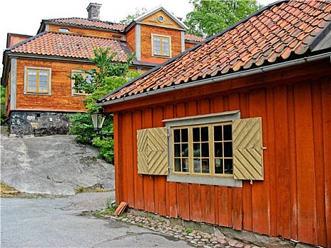 瑞典,红色,黄色,小屋