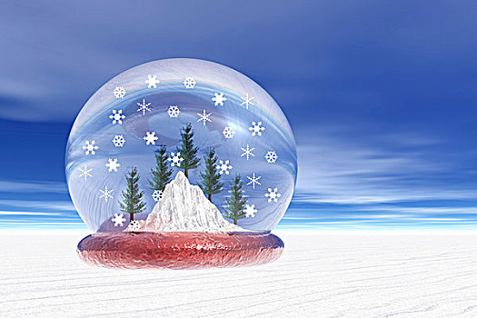 雪景球,冬季风景,电脑制图