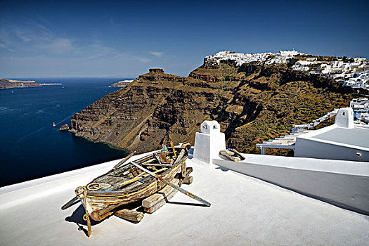 希腊,希腊群岛,爱琴海,基克拉迪群岛,圣托里尼岛,锡拉岛,风景,火山口,乡村