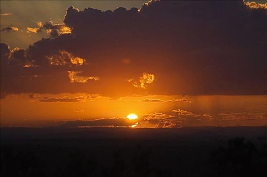 日落,上方,风景,克鲁格国家公园,南非