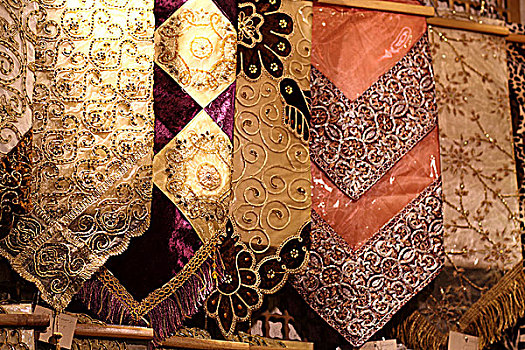 叙利亚大马士革阿拉伯市场-刺绣桌布
