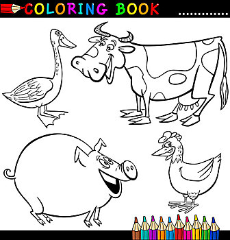 家畜,上色画册,书页