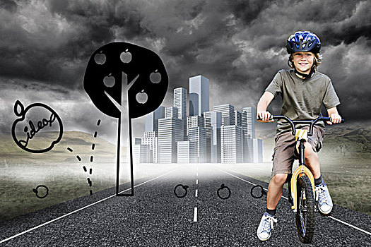 小男孩,自行车,公园