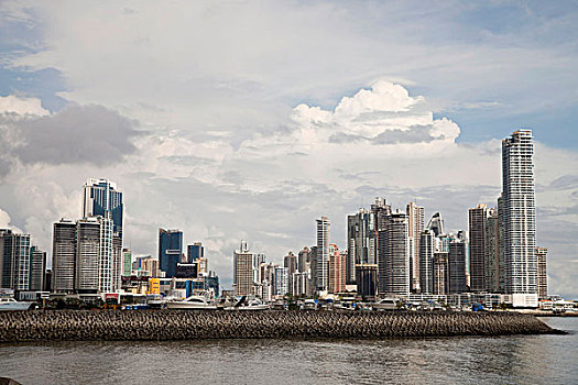 码头,天际线,巴拿马市,巴拿马,中美洲