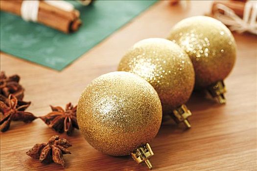 金色,桌子,圣诞装饰