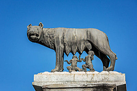 卡比托山,狼,雕塑,吸吮,广场,坎皮多利奥,罗马,意大利,欧洲
