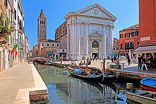 老城,运河,广场,教堂,相同,名字,威尼斯,威尼托,意大利,世界遗产