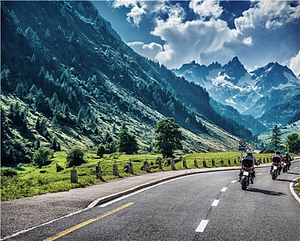 摩托车手,山地,道路