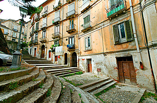 楼梯,城镇,卡拉布里亚,意大利,欧洲