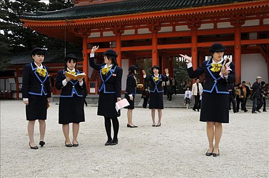 游客,引导,女主任,训练,平安神宫,京都,日本,亚洲