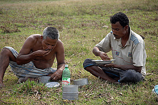 农民,午餐,地点,孟加拉,二月,2008年