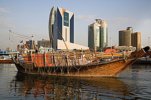 船,迪拜河,黎明