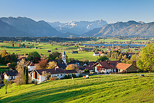 风景,上方,山,上巴伐利亚,巴伐利亚,德国