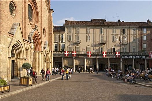 皮埃蒙特区,意大利,旗帜,装饰,广场,教堂