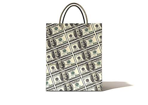 购物袋,美元,钞票,正面