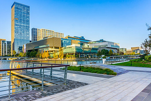 宁波东部新城现代建筑背景
