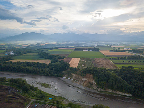 航拍,北海道,日本