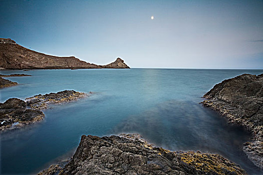 安静,水,岩石,海滩