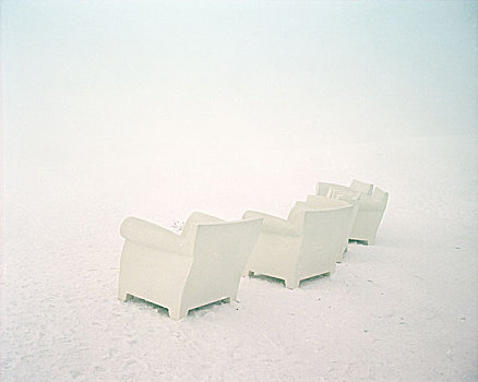 四个,白色,沙发,椅子,雪,麦多纳迪勘皮里奥,意大利