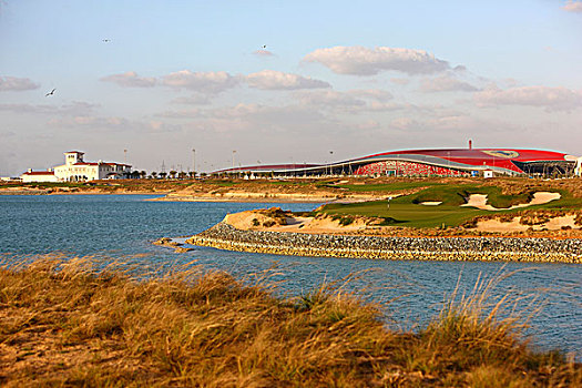 高尔夫球场,岛屿,特色,靠近,f1赛车,电路,世界,阿布扎比,阿联酋,中东,亚洲