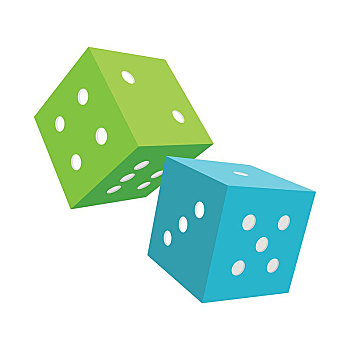 蓝色,绿色,骰子,隔绝,白色背景,背景,落下,赌博,一对,幸运,财富,危险,休闲,赌注,机会,矢量