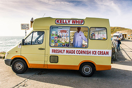 冰淇淋,卡车,海岬,纽基,康沃尔
