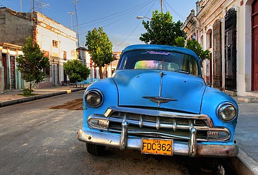 蓝色,汽车,西恩富戈斯,古巴,加勒比海