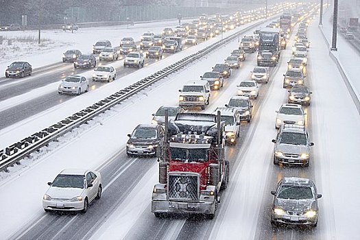 保险杠,交通,401号公路,冬天,安大略省,加拿大